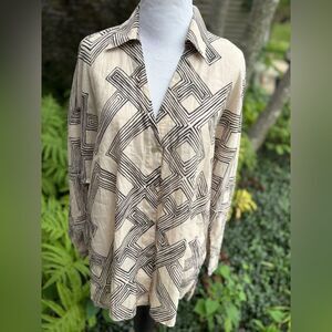 Massimo Dutti Black and Beige Patterned Shirt Jacket